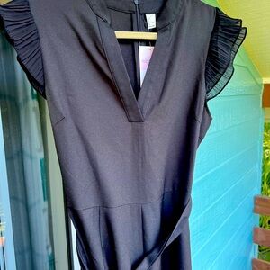 Black Flutter Sleeve Jumpsuit with tie waist